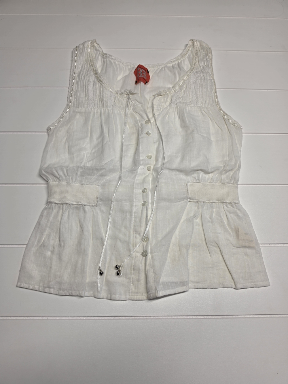 Free People Day Dreamer Eyelet Tank Top White Size 4 (SMALL) 100%Cotton!